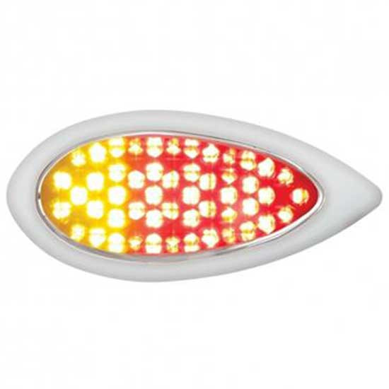 51 LED Duo Teardrop Auxiliary/Utility Light W/ Bezel - Red And Amber LED/ Clear Lens