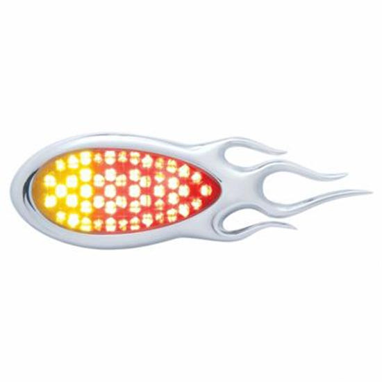 51 LED Duo Inferno Auxiliary/Utility Light W/ Flame Bezel - Red And Amber LED/ Clear Lens