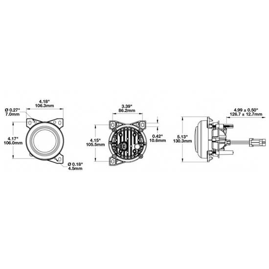 Model 95 Rnd LED Headlights W/ Fog Light, Black Housing Retrofits Paccar P54-1062-200 Driving Lamp