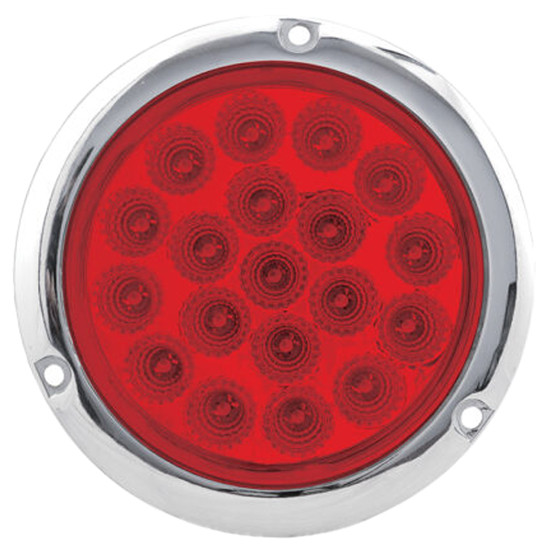 4 Inch Clear Red Stop, Turn & Tail RND Flange Mount LED Light W/ 19 Diodes