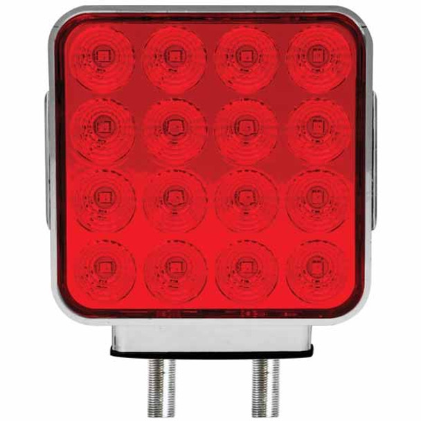 Double Face Square Fender Light W/ Chrome Reflector & 38 Diodes - Amber / Red