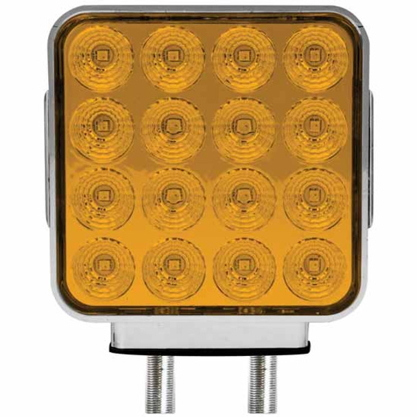 Double Face Square Fender Light W/ Chrome Reflector & 38 Diodes - Amber / Red Double Face Square Fender Light W/ Chrome Reflector & 38 Diodes - Amber / Red