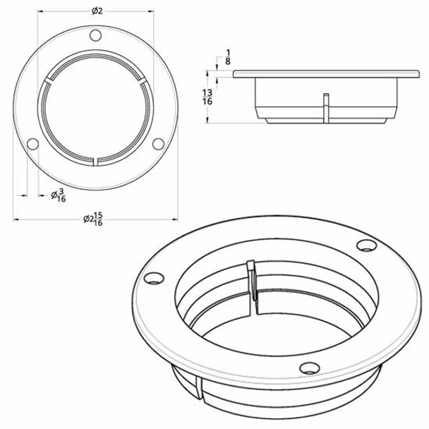 Chrome 2 Inch Snap On Light Flange Chrome 2 Inch Snap On Light Flange