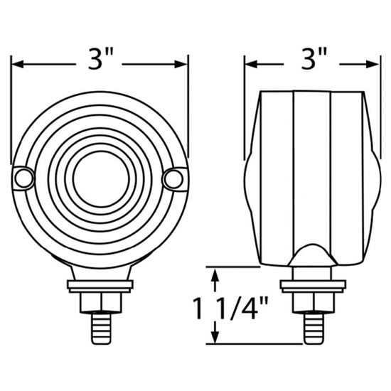 3 Inch 15 Diode Amber & Red Double Face LED Light W/ Chrome Diecast