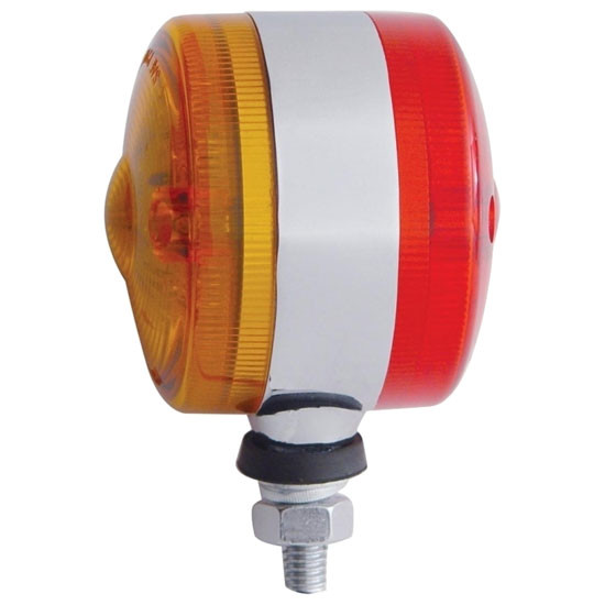 3 Inch 15 Diode Amber & Red Double Face LED Light W/ Chrome Diecast
