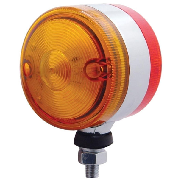 3 Inch 15 Diode Amber & Red Double Face LED Light W/ Chrome Diecast