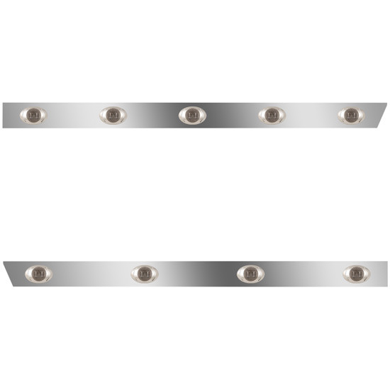 3 Inch Stainless Steel Cab Panels W/ 9 Total P3 Amber LED Smoked Lens Lights For Peterbilt 388