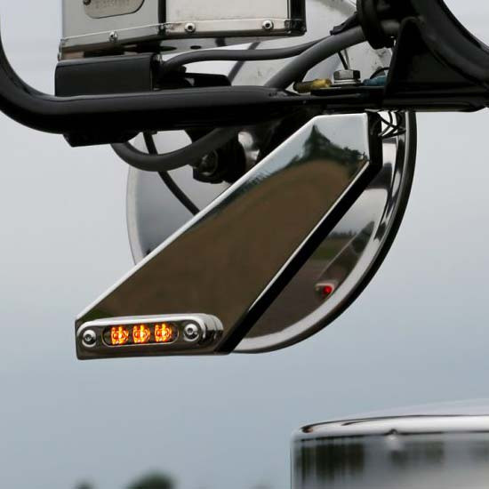 Roadworks 304 Stainless Steel Side Mirror Signal Brackets - Amber / Red LED