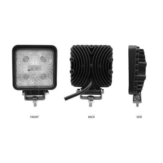 4 Inch Square 5 Diode White LED Work Light W/ Spot Beam & 500 Lumens