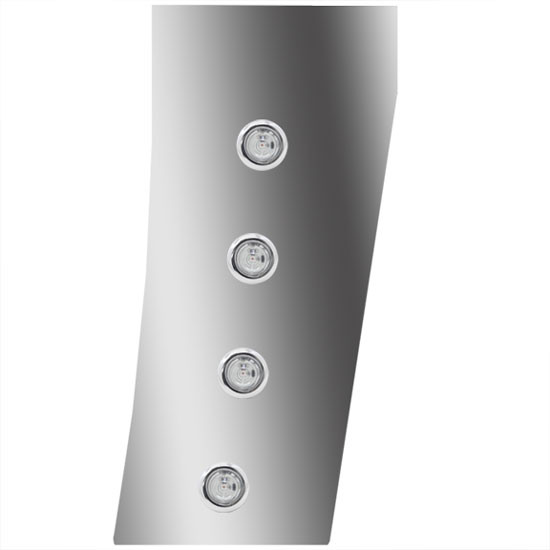 Stainless Steel Cowl Panel W/ 8 - 3/4 Inch Amber/Clear Bulkhead Lights For Peterbilt 388