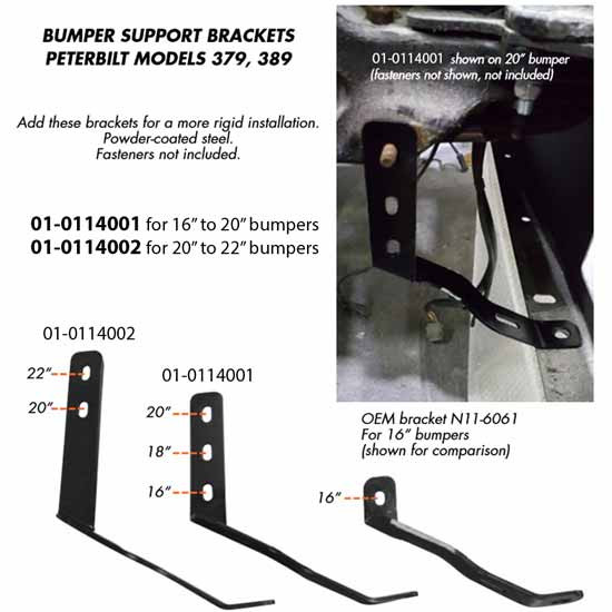 Peterbilt 389 Bumper Support Brackets For 20 To 22 Inch Bumpers