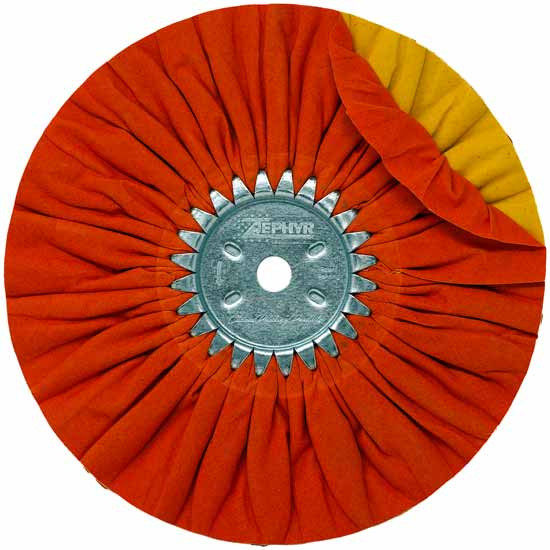 10 Inch Kwik Cut Airway Primary Cut Buffing Wheel - Orange / Yellow Cloth
