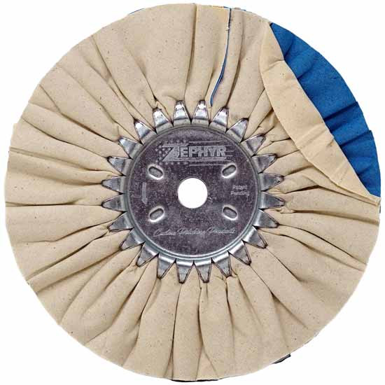 8 Inch Super Shine Untreated Standard Airway Buffing Wheel - White / Blue