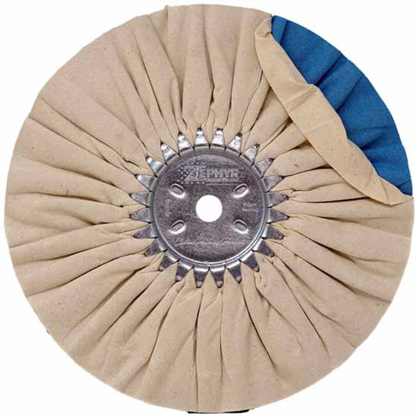 10 Inch White & Blue Super Shine Airway Buffing Wheel W/ 5/8 Inch Arbor Hole