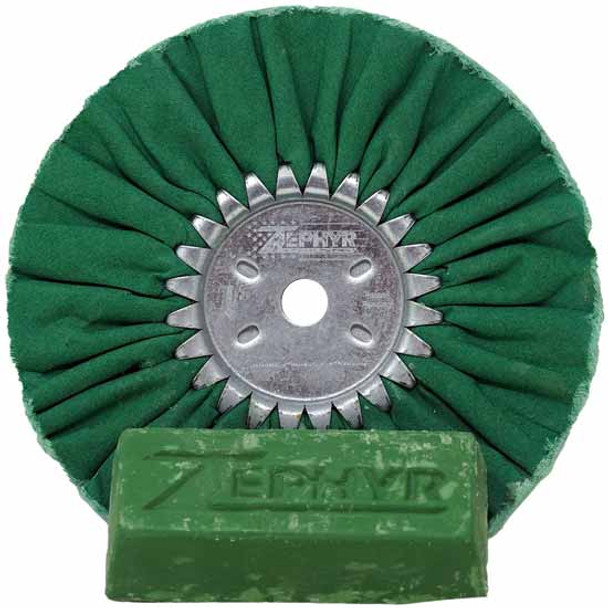 Zephyr Green Airway Light-Medium Cutting Wheel W/ Green Rouge Bar