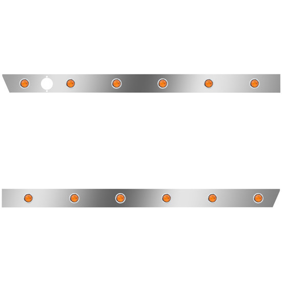 2.5 Inch Cab Panel W/ 12 - 3/4 Inch Amber/Amber LEDs For Peterbilt 386 W/ Cab-Mount Exhaust, Block Heater Plug Hole
