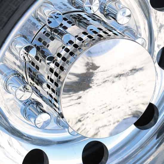 Turnpike Truck Trim 304 Stainless Steel Smooth Face Multi-Fit Hub Cover With Chrome 33MM Nut Covers