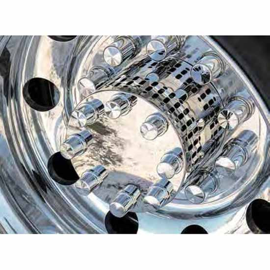 Polished Stainless Hub Cover/Vent Kit W/ Loctite Top Hat Nut Covers