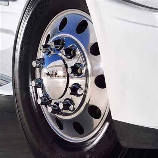 Dome Axle Cover Kit W/ 33MM Thread-On Tapered Flat Top Nut Covers, Chrome