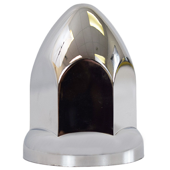 1.5 X 2.75 Inch Chrome Plastic Slotted Bullet Push-On Nut Cover W/ Flange - 20 Pack