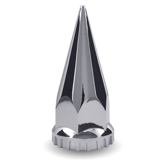 Chrome Spike Thread On Nut Cover W/ Flange, 5 Inch X 33 MM