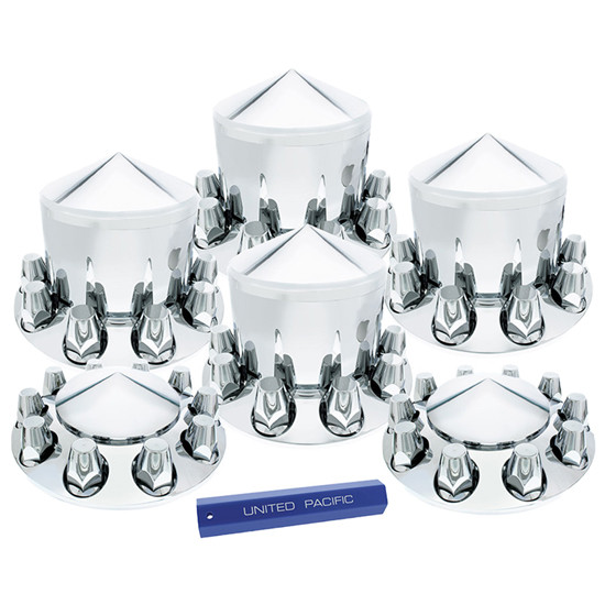33MM Chrome Top Hat Axle Covers Kit - Pointed