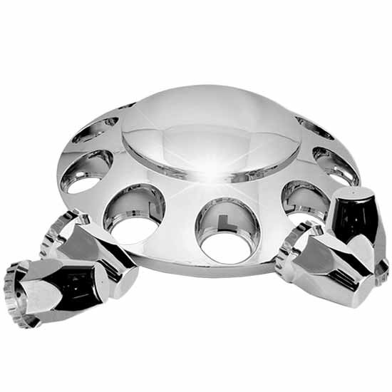 Chrome ABS Plastic Front Axle Cover Kit With Removable Center Cap, 33MM Push-On Nut Covers
