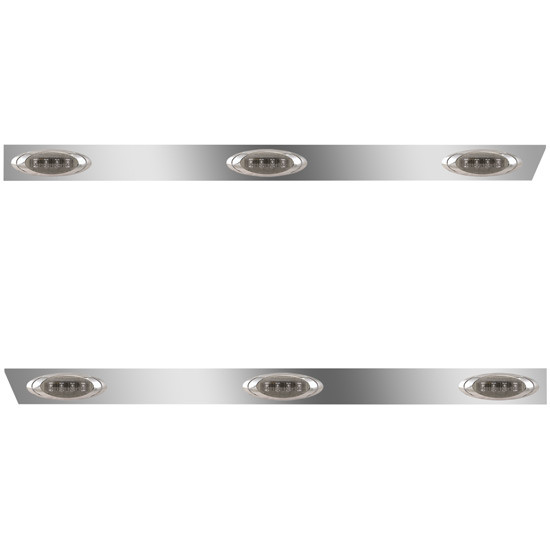 3 Inch Stainless Steel Standard Cab Panels W/ 6 P1 Amber/Smoked LEDs For Peterbilt 378, 379, 388, 389