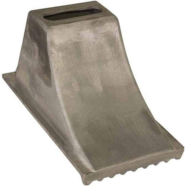 8.5 X 15 X 8.25 Inch Aluminum Wheel Chock With Row Of Rugged Teeth, Steep Slope Design 8.5 X 15 X 8.25 Inch Aluminum Wheel Chock With Row Of Rugged Teeth, Steep Slope Design