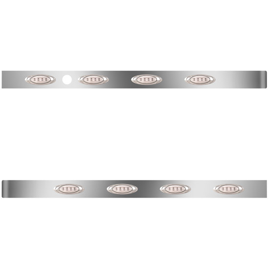 3 Inch Stainless Steel Extended Wrap Cab Panels W/ 8 P1 Amber / Clear LEDs For Peterbilt 378, 379, 388, 389