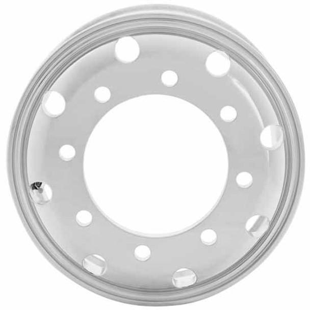 17.5 X 6.75 Inch Aluminum Tubless Wheel W/ Hub Piloted Dual Mounting Two Piece Flange Nut