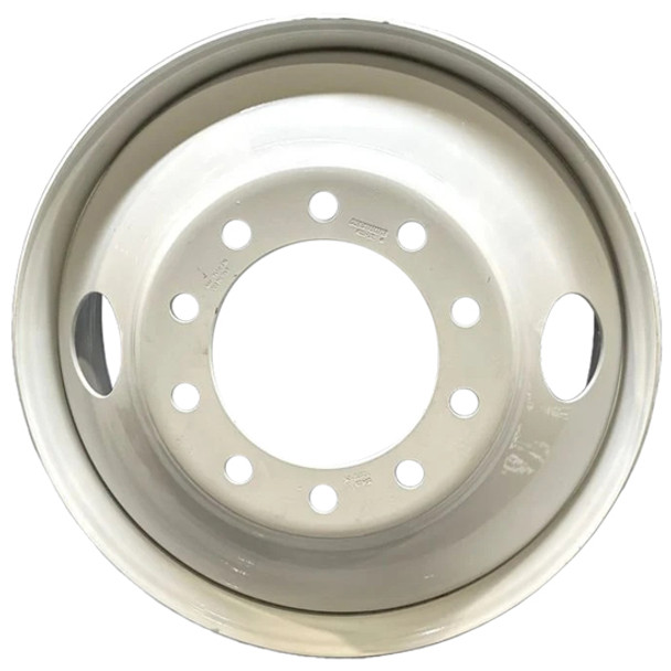 Accuride 24.5 x 8.25 White Tubeless Steel Hub-Pilot Wheel - 6 Hand Holes, 10 Bolt Hole