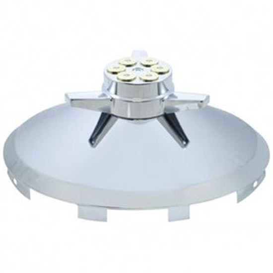 Chrome Front Hubcap With Gun Cylinder Spinner & 7/16 Inch Lip