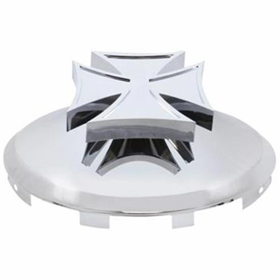 Chrome Front Hubcap With Iron Cross Spinner & 7/16 Inch Lip