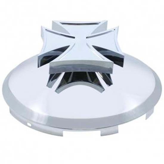 Stainless Steel  Hubcap W/ Iron Cross Spinner W/ 7/16 Inch Lip, 6 Uneven Notched