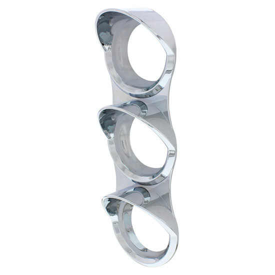 Chrome Plastic Gauge Bezel Triple Stacked W/ Visors For Mack