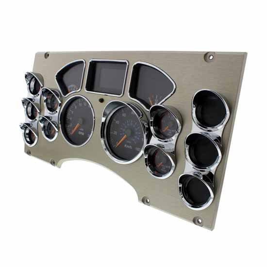 Chrome Plastic Gauge Bezel Triple Stacked W/ Visors For Mack