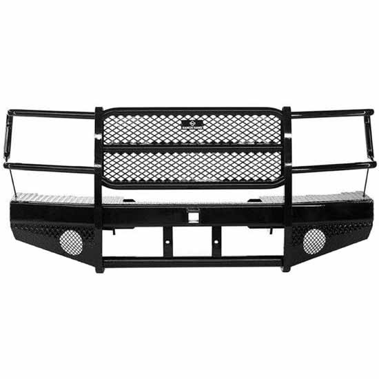 15K Winch-Ready Black Steel Front Sport Bumper W/ Grille Guard For Sierra 2500HD/3500HD 2011-2014