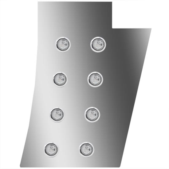 3 Inch Stainless Steel Notched Cowl Panels W/ 16 Round 3/4 Inch Amber/Clear LEDs For Peterbilt 389 131 BBC, Glider
