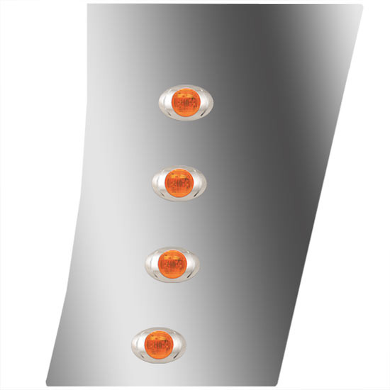 Stainless Steel Wide/Narrow Cowl Panels W/ 8 P3 Amber/Amber LEDs For Peterbilt 389 131 BBC