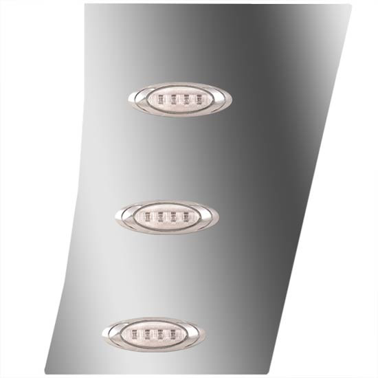 Stainless Steel Wide Cowl Panels W/ 6 P1 Amber/Clear LEDs For Peterbilt 389 131 BBC, Glider