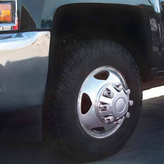 Chrome Cylinder Hubcap Push-On Nut Covers For Chevrolet Silverado, GMC Sierra - Box Of 32