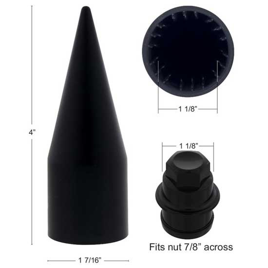 Matte Black Twist On Spike Hubcap Nut Cover For Chevy & GMC Full Size Trucks