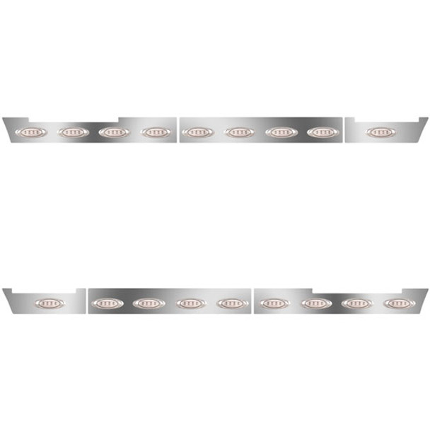 58 Inch Stainless Steel Side Fairing Panels W/ 18 Amber/Clear LEDs For Volvo VNL Gen II 730/780 2012 - 2018