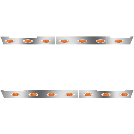 Stainless Steel Side Fairing Panels W/ 58 Inch Front, 14 P1 Amber/Amber LEDs For Volvo VNL 630/670 Gen II 2012 - 2018