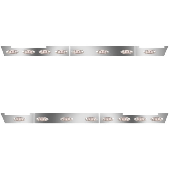 Stainless Steel Side Fairing Panels W/ 62 Inch Front, 16 Amber/Clear LEDs For Volvo VNL 630/670 Gen II 2003 - 2005