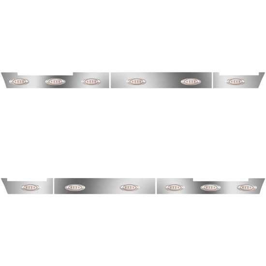 Stainless Steel Side Fairing Panels W/ 58 Inch Front, 12 P1 Amber/Clear LEDs For Volvo VNL Gen II