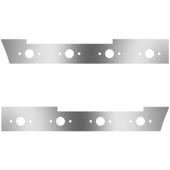 Stainless Steel Side Fairing Panels W/ 62 Inch Front, 8 P1 Light Holes For Volvo VNL Gen II, Gen III