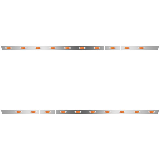 Stainless Steel Side Fairing Panels W/ 20 P1 Amber/Amber LEDs For Volvo VNL 770 Gen I 1997 - 2003 W/ 241 - 243 Inch Wheel Base