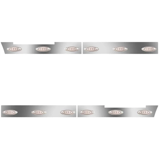 Stainless Steel Side Fairing Panels W/ 58 Inch Front, 24 P1 Amber/Clear LEDs For Volvo VNL 630/670 Gen II